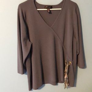 Cable & Gauge V-Neck blue top Size 2X